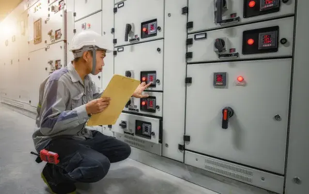 Ouvrier vérifiant le cadenassage des machines