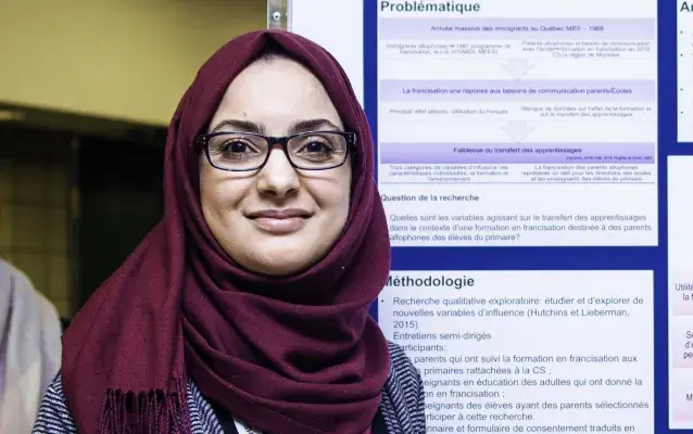 Jihène Hichri, collaboratrice et membre du comité de conception de Polyèdre à l'UQÀM, doctorante en sciences de l'éducation à l'UQÀM, collaboratrice et assistante de recherche chez SOMEONE à Concordia et la Chaire UNESCO-PREV