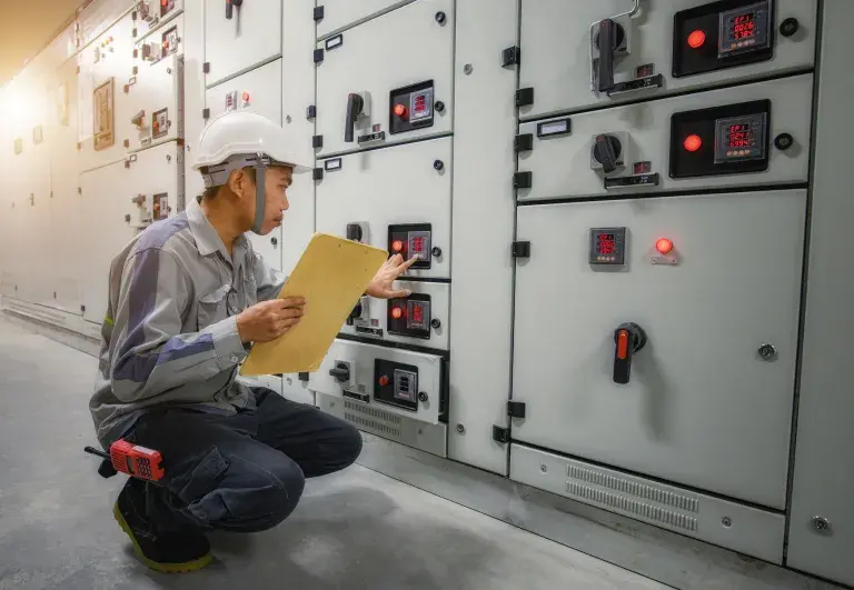 Ouvrier vérifiant le cadenassage des machines