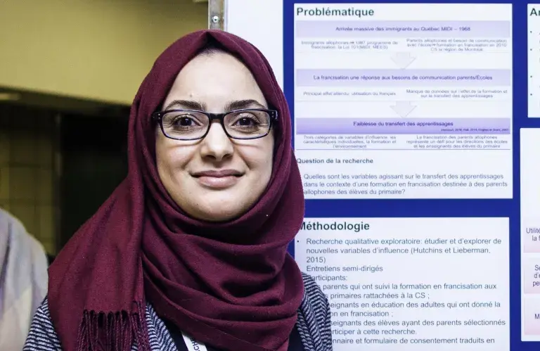 Jihène Hichri, collaboratrice et membre du comité de conception de Polyèdre à l'UQÀM, doctorante en sciences de l'éducation à l'UQÀM, collaboratrice et assistante de recherche chez SOMEONE à Concordia et la Chaire UNESCO-PREV