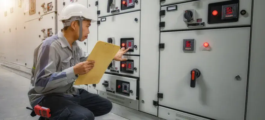 Ouvrier vérifiant le cadenassage des machines